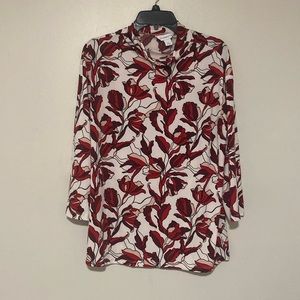 Liz Claiborne Floral Formal Mock Neck Blouse - Size L